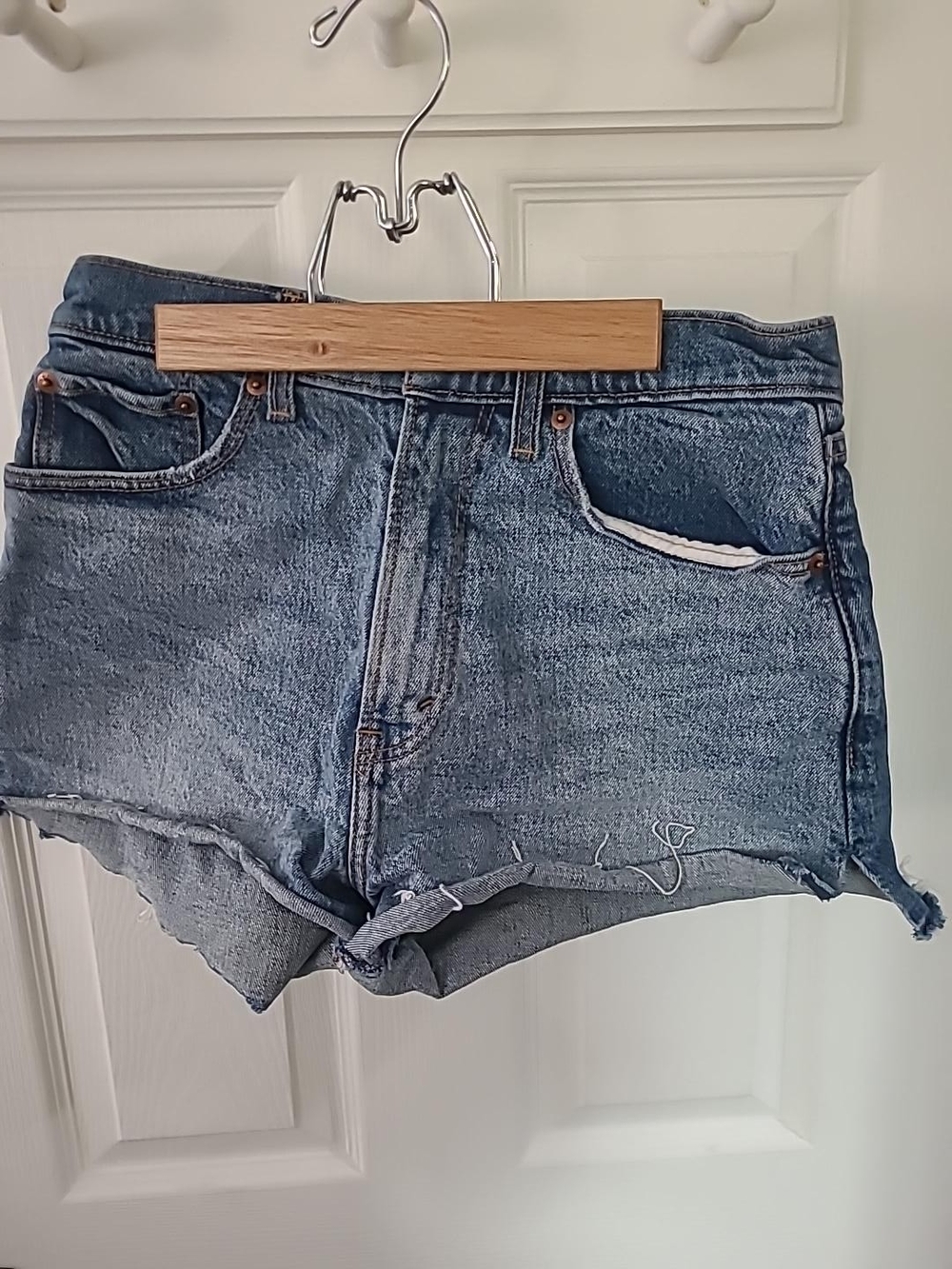 Abercrombie & Fitch Distressed Light Blue Denim Shorts
